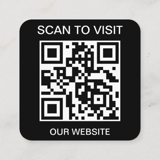 Moderne Trendy Black Custom Logo en QR-code Vierkante Visitekaartje (Achterkant)
