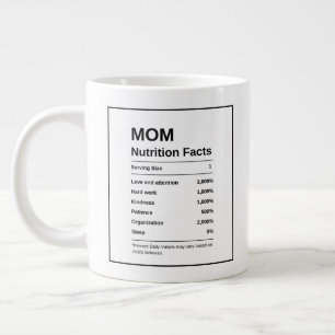 Moderne Trendy Black en White Ma Nutrition Facts Extra Grote Beker
