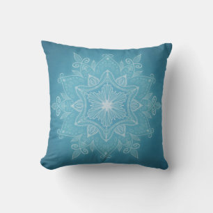 Moderne trendy blauw wit turquoise boho mandala kussen