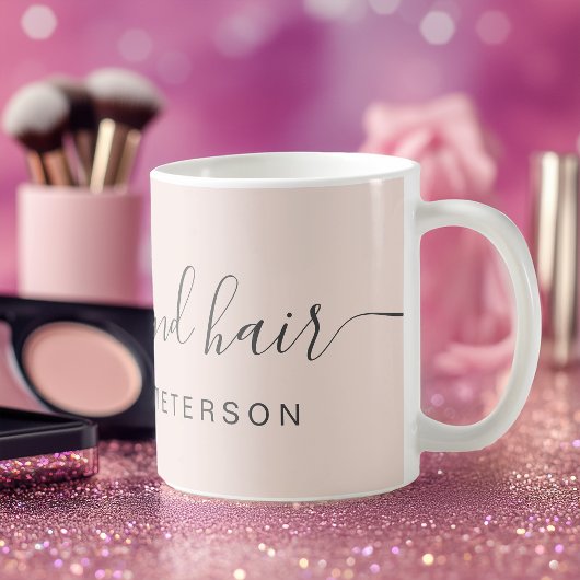 Moderne trendy blush roze make-up naam koffiemok