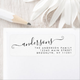 Moderne Trendy Calligraphy Script Black Achternaam Etiket