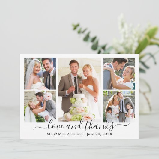 Moderne Trendy Calligraphy Script Weddenschap 5 Fo Bedankkaart (Staand voorkant)