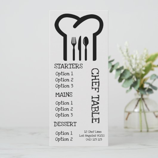 Moderne trendy chef hoed restaurant diner menu (Staand voorkant)