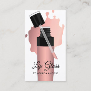 Moderne Trendy Chic Roze Gouden Lip Glans Drips Visitekaartje