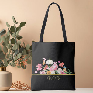 Moderne trendy chic zwarte bloem tas