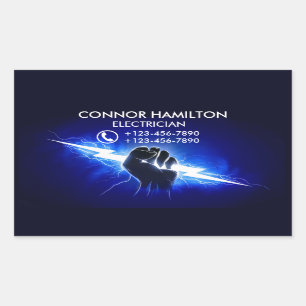Moderne Trendy Cool Blue Lightning Elektricien Bus Rechthoekige Sticker