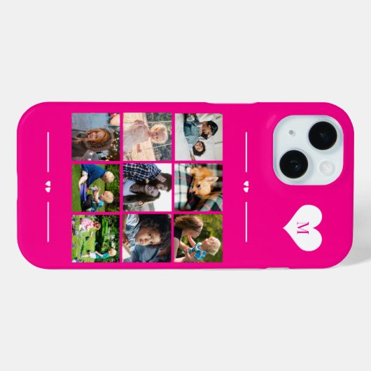 Moderne trendy custom 9 fotocollage monogram Case-Mate iPhone case (Achterkant (horizontaal))