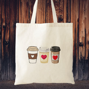 Moderne trendy cute koffie tote bag
