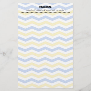 Moderne, trendy, elegant blauw en gele chevron briefpapier