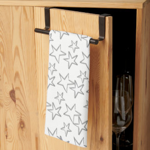 Moderne trendy elegant witte grijze sterren theedoek