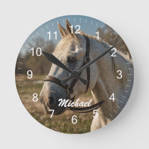 Moderne trendy gepersonaliseerde foto paardenliefh ronde klok