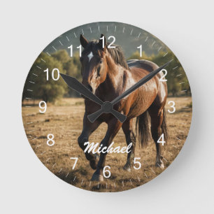 Moderne trendy gepersonaliseerde foto paardenliefh ronde klok