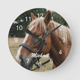 Moderne trendy gepersonaliseerde foto paardenliefh ronde klok