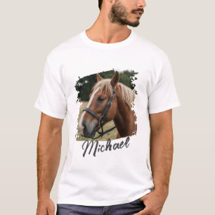 Moderne Trendy Gepersonaliseerde Paard Foto en Tek T-shirt