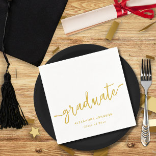Moderne Trendy Gouden Script Afstudeerfeest Servet