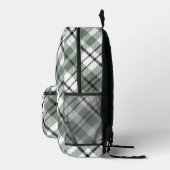 Moderne Trendy Green Check Plaid Monogram Initiale Bedrukte Rugzak (Rechts)