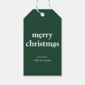Moderne Trendy Groene Vrolijke Kerstmis Cadeaulabel (Voorkant)
