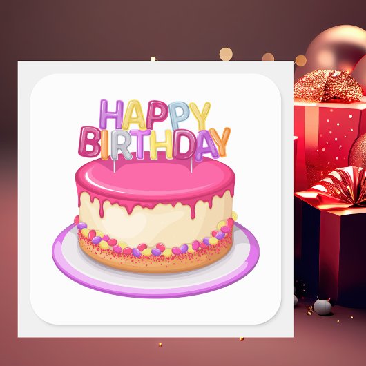 Moderne trendy Happy Birthday Vierkante Sticker