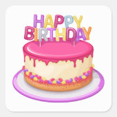 Moderne trendy Happy Birthday Vierkante Sticker (Voorkant)