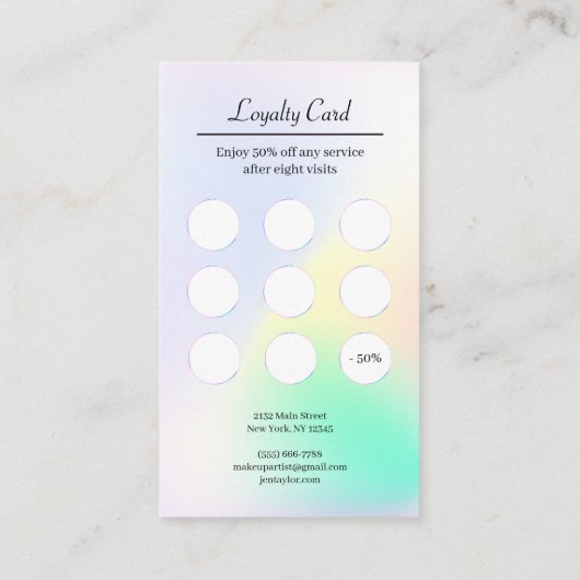 Moderne Trendy Holografische Gradiënt minimaal Klantenkaartje (Achterkant)