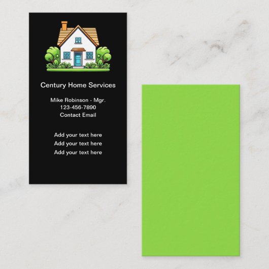 Moderne Trendy Home Services Visitekaartjes (Voorkant / Achterkant)