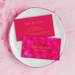 Moderne trendy kalligrafie roze bokeh lichten visitekaartje