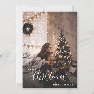 Moderne trendy kerst koppel foto feestdagenkaart