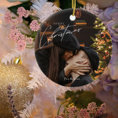 Moderne trendy kerst | Romantisch paar foto Keramisch Ornament