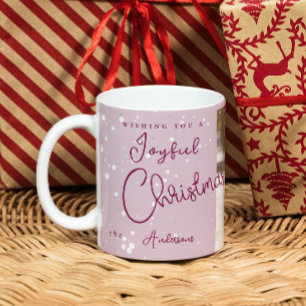 Moderne Trendy Kerstmis sneeuwvlokken Foto Koffiemok