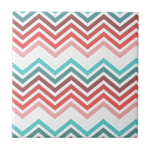 Moderne, trendy, kleurrijke chevron zigzag tegeltje