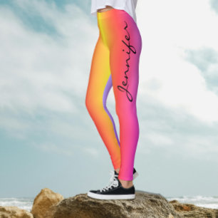 Moderne Trendy Kleurrijke Meisjesachtige Roze Grad Leggings