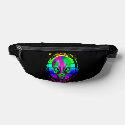 Moderne Trendy Kleurrijke Regenboog Alien Heuptasje (Liggend)