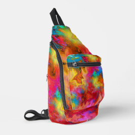 Moderne trendy kleurrijke regenboogkunst sling bag