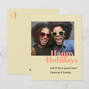Moderne Trendy Krachtige Zalmkleurig Schrift Foto Feestdagenkaart