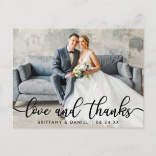 Moderne Trendy Liefde Bedankt Trouwfoto Briefkaart