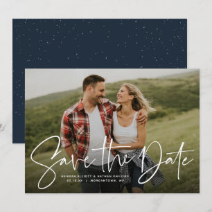 Moderne trendy marine save-the-date fotokaart save the date