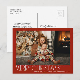 Moderne trendy minimale kerstvakantie briefkaart