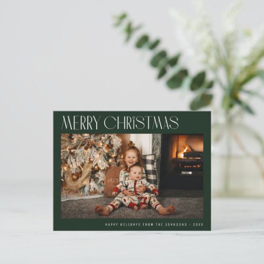 Moderne trendy minimale vrolijke kerst briefkaart (Staand voorkant)