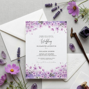 Moderne Trendy Paarse Lavendel Huwelijk Kaart