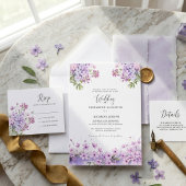 Moderne Trendy Paarse Lavendel Huwelijk Kaart