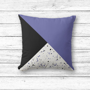 Moderne Trendy Periwinkle Zwarte Terrazzo Kussen