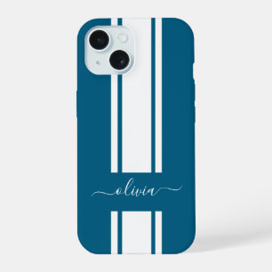 Moderne trendy racing strepen gemerkt  iPhone 15 hoesje