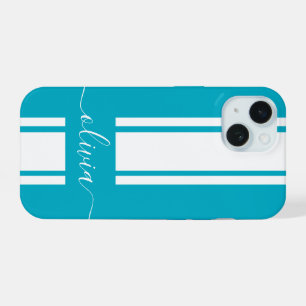 Moderne trendy racing strepen gemerkt iPhone 15 hoesje