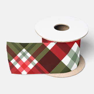 Moderne trendy rode en groene kerst geruite patroo lint