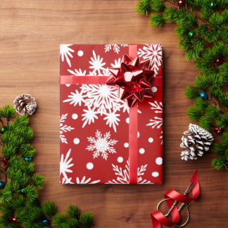 Moderne trendy rode en witte winter sneeuwvlok pat cadeaupapier