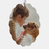 Moderne Trendy Rode Retro Bogen Foto Kerstmis Ornament Kaart (Links)