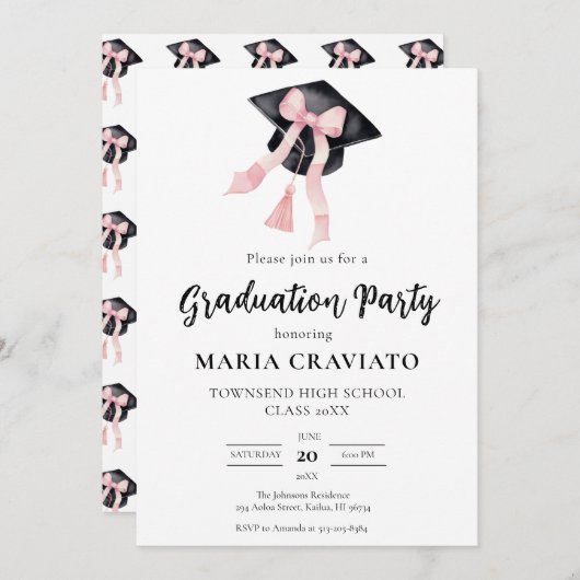 Moderne trendy roze boog afstuderen Cap Afstuderen Kaart (Voorkant / Achterkant)