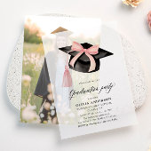 Moderne trendy roze boog afstuderen Cap Afstuderen Vellum Uitnodigingen