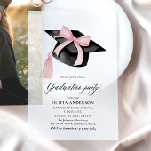 Moderne trendy roze boog afstuderen Cap Afstuderen Vellum Uitnodigingen