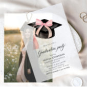 Moderne trendy roze boog afstuderen Cap Afstuderen Vellum Uitnodigingen